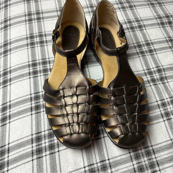 Softspots Bronze Leather Higby 1’ Lightweight Pillow Top Platform Sandal NIB 10W - Picture 2 of 14